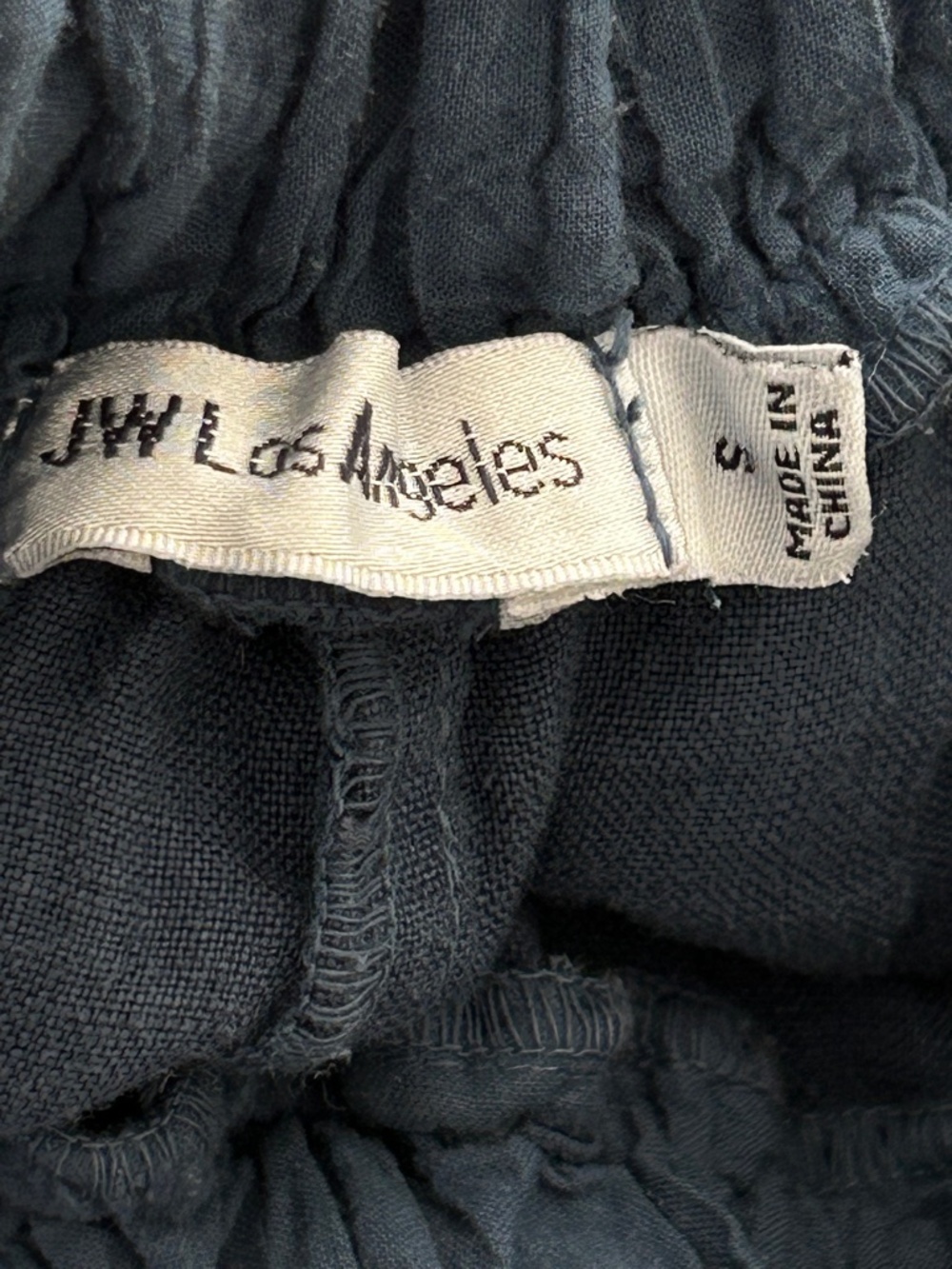 Johnny Was 100% Linen Blue Embroidered Wide Leg Side Slit Pants - Picture 16 of 16